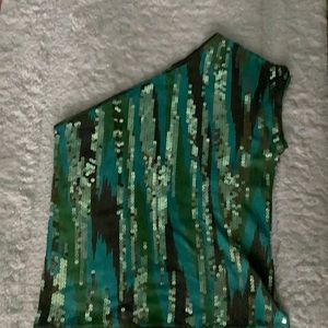 Missoni top sequin one shoulder earth colors
